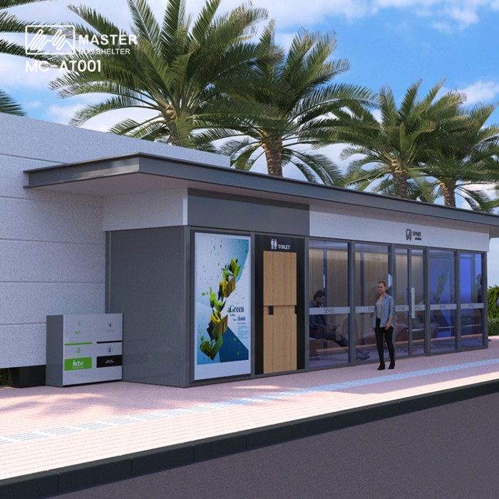 Simple Open Style Strong Steel Metal structure Bus Shelter with Bench for Passengers