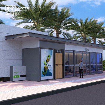 Simple Open Style Strong Steel Metal structure Bus Shelter with Bench for Passengers