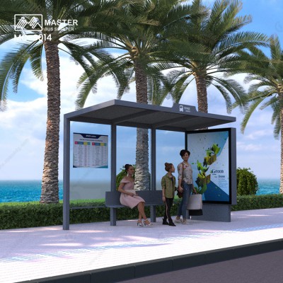 Good quality City Public Modern Stainless Steel Customized Bus Stop Shelter with Vending machine