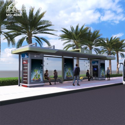Big Capacity Passenger Waiting Shelter Modern Roofed Bus Stop Shelter with Bench