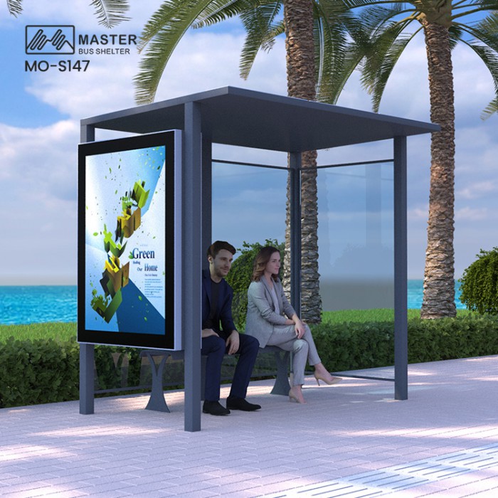 High Quality Stainless Steel Bus Stop Shelter with Bench
