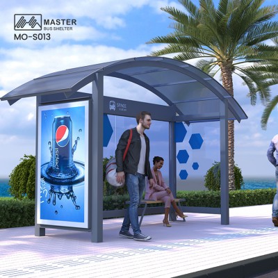 stainless steel plate bus stop shelter with led/lcd light box