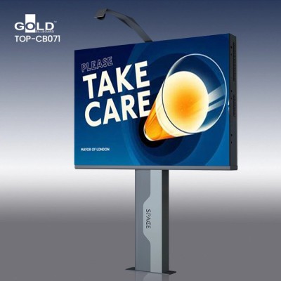 Outdoor Double Sided Advertising Pole Billboard With Light